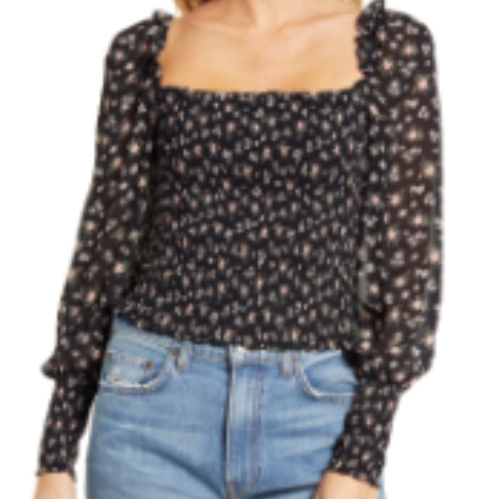 Reformation Pinto Smocked Top, Color FREESIA, Size Medium